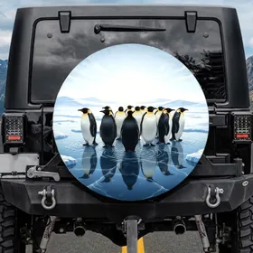 Majestic Emperor Penguins Arctic Ice Water - Wildlife Lover Vehicle Accent Spare Tire Cover