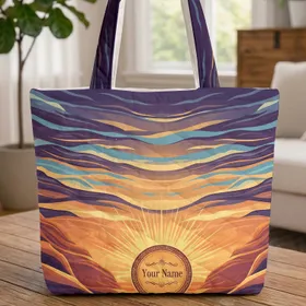 Celestial Sunburst Canyon Personalized Name - Everyday Carry Gift for Someone You Love Quilted Tote Bag