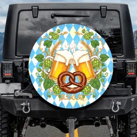 Beer Steins Bavarian Pretzel Oktoberfest Celebration Gift for Beer Lovers Spare Tire Cover