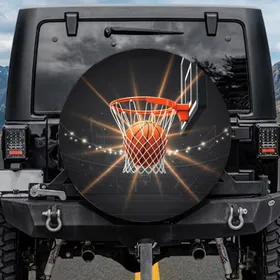 Orange Basketball Dropping Net Hoop - Sports Fan Gift for Basketball Lovers Spare Tire Cover
