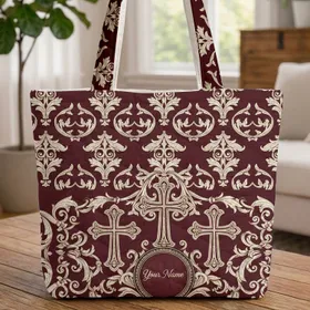 Baroque Crosses Acanthus Gold Medallion - Everyday Carry Gift Quilted Tote Bag