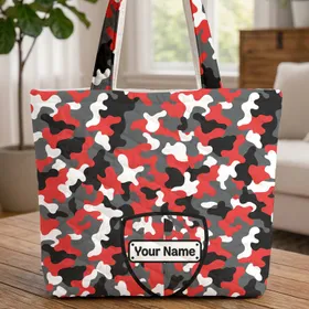 Military Emblem Camouflage Personalized Plaque - Everyday Carry Gift for Veterans Quilted Tote Bag