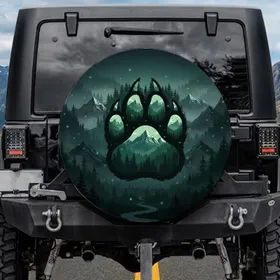 Bear Paw Mountain Forest Landscape Night Sky - Nature Lover Outdoor Explorer Gift Spare Tire Cover