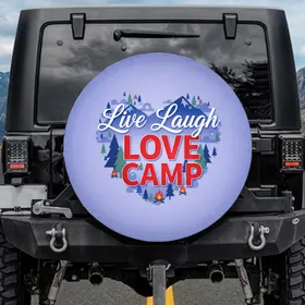Live Laugh Love Camp Heart - Camping Lifestyle Gift for Campers Spare Tire Cover