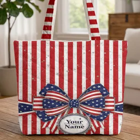 Ornate Patriotic Bow Stars Medallion - Everyday Carry Gift Quilted Tote Bag