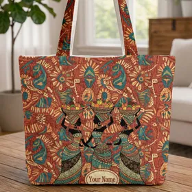 African Women Headwraps Fruit Baskets Your Name - Everyday Carry Gift Quilted Tote Bag