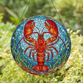 American Lobster Underwater Seascape Bubbles Seaweed - Wildlife Lover Gift Stained Glass Suncatcher