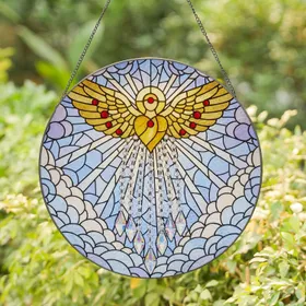 Stained Glass Angel Figure Celestial Mosaic - Home Decor Gift for Angel Lover Stained Glass Suncatcher