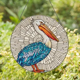 Majestic Orange Beak Pelican Aquatic Bird Home Decor Gift for Bird and Wildlife Lovers Stained Glass Suncatcher