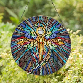 Angelic Figure Faceted Glass Light Prisms Shimmering Mosaic Home Decor Display Gift Stained Glass Suncatcher