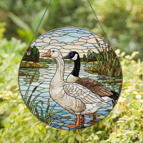 Canada Goose Light Goose Marshland - Wildlife Lover Home Decor Gift for Bird Watcher Stained Glass Suncatcher