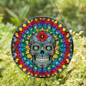 Day of the Dead Sugar Skull Calavera - Remembrance Home Decor Gift Stained Glass Suncatcher