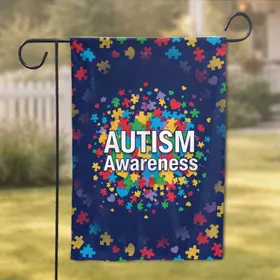 AUTISM Awareness Puzzle Pieces Heart - Special Needs Advocacy Gift Garden Flag