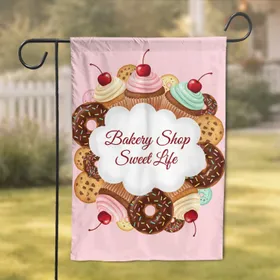 Bakery Shop Sweet Life Cupcakes Donuts Cookies - Home Decor Gift for Sweet Treat Lovers Garden Flag