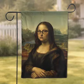 Exasperated Mona Lisa With Glasses - Art Lover Home Decor Gift Garden Flag