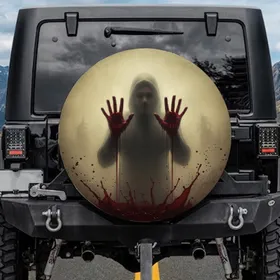 Terrifying Shadowy Humanoid Bloody Hands Ominous Fog - Horror Lover Gift Spare Tire Cover