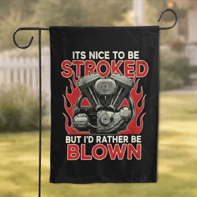 Gritty V-Twin Engine Distressed Flames Stroked Blown - Motorcycle Enthusiast Gift Garden Flag