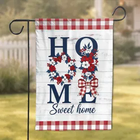HOME Eucalyptus Blossoms Buffalo Check - Farmhouse Home Decor Garden Flag