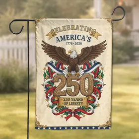 Bald Eagle 250 Years Liberty American Flag Border - America's 250th Anniversary Garden Flag