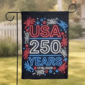USA 250 Neon Fireworks Stars - America's 250th Anniversary Independence Day Garden Flag