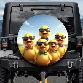 Ducklings in Sunglasses Bowties for Wildlife Travel Enthusiasts Spare Tire Cover