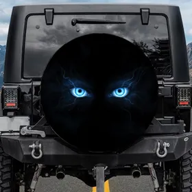 Electric Blue Glowing Eyes - Watchful Presence Mystery Car Accessory Gift Spare Tire Cover