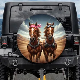 Brown Horses Aviator Goggles Bandana - Travel Essentials Gift for Horse Lovers Spare Tire Cover