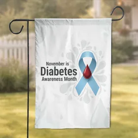 Light Blue Awareness Ribbon Red Blood Drop - November Diabetes Awareness Month Gift Garden Flag