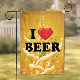 I Love Beer Effervescent Foam Hops Barley - Beer Lover Home Decor Gift for Beer Enthusiasts Garden Flag