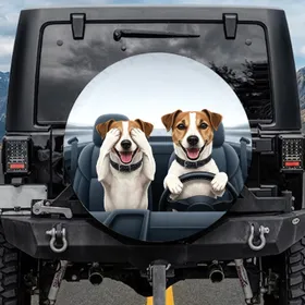Jack Russell Terriers Driving Steering Wheel - Pet Parent Auto Accessory Gift Spare Tire Cover