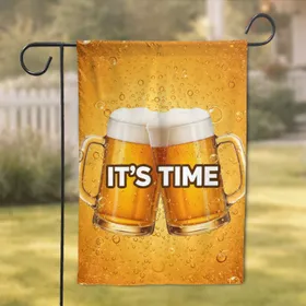 IT'S TIME Golden Amber Ale Beer Mugs White Foam - Celebration Party Home Decor Gift Garden Flag