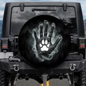 Human Handprint Animal Paw Print Wilderness - Nature Lover Gift Spare Tire Cover