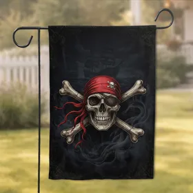 Pirate Skull Bandana Eye Patch Crossbones Ship Home Decor Gift for Pirate Lover Garden Flag