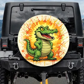 Mischievous Alligator Paint Splatters - Wildlife Lover Outdoor Adventure Gift Spare Tire Cover
