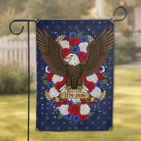 Bald Eagle Patriotic Flowers 1776-2026 - USA 250th Anniversary Independence Day Gift for Veterans Garden Flag