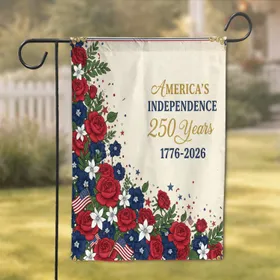 Patriotic Floral 1776-2026 - America's 250 Years Independence Day Home Decor Garden Flag