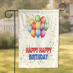 Happy Birthday Balloons Confetti - Birthday Party Celebration Gift Garden Flag