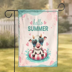 Baby Cow Heart Sunglasses Pool Ring Summer Home Decor Gift Garden Flag