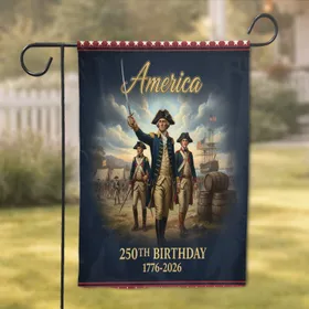 Revolutionary General American Flag America 250th Birthday 1776-2026 Garden Flag