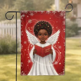 African American Angelic Child Christmas Blessing - Holiday Decor Garden Flag