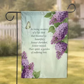 Lilac Butterfly Memorial Sympathy Gift for Loved Ones Garden Flag