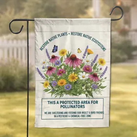 Native Wildflowers Butterflies Bees Pollinator Garden Restore Ecosystems - Home Decor Gift Garden Flag