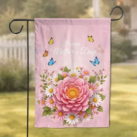 Happy Mother's Day Soft Pink Bloom Daisy Butterfly - Mother's Day Gift for Mom Garden Flag