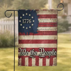 Distressed American Flag 1776 We The People - Independence Day Home Decor Gift for Veterans Garden Flag
