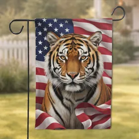 Majestic Bengal Tiger American Flag - Independence Day Gift for Veterans Garden Flag