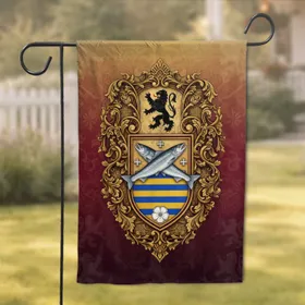Regal Rampant Lion Heraldic Rose Fish Fleur-de-Lis Achievement - Antique Home Decor Gift Garden Flag