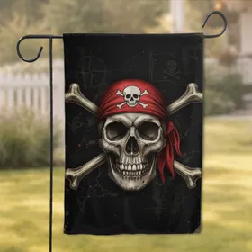Pirate Skull Crossbones Red Bandana - Home Decor Gift for Pirate Lover Garden Flag
