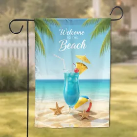 Welcome To The Beach Cocktail Starfish Scene - Summer Tropical Home Decor Gift Garden Flag