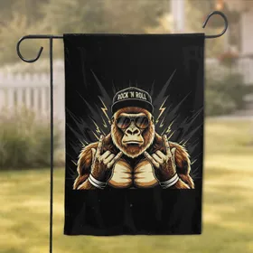 Rock N Roll Gorilla Sunglasses Cap - Gold Accent Music Lover Gift for Rock Fan Garden Flag