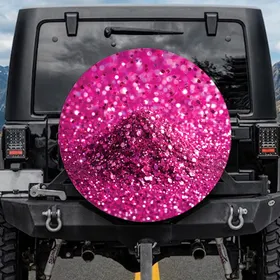 Fuchsia Magenta Shimmer Iridescent Glitter Confetti - Car Accessory Gift Spare Tire Cover